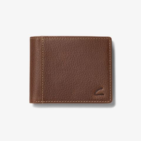 Pebbled Leather Slimfold Wallet — Brown