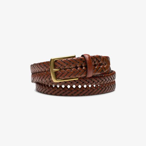 Leather Braided Belt — Dark Tan