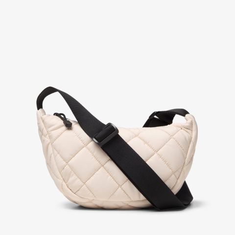 Quilted Trail Strap Crossbody Bag — Cream