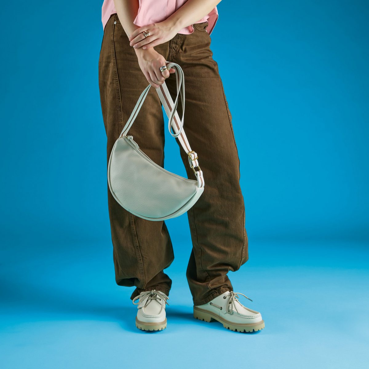 Leather Crescent Crossbody Bag detail