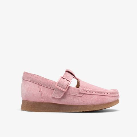 Wallabee T Bar Big Kids — Pink Suede
