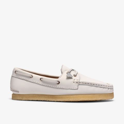 Godney Boat — White Grain Leather