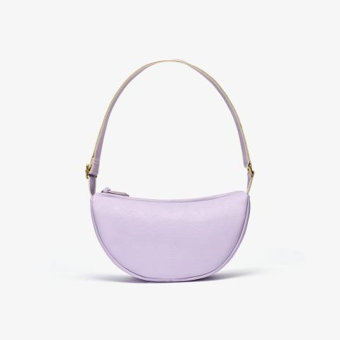 Leather Crescent Crossbody Bag — Lilac