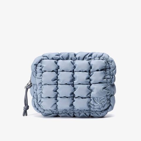 Quilted Toiletry Bag — Light Blue