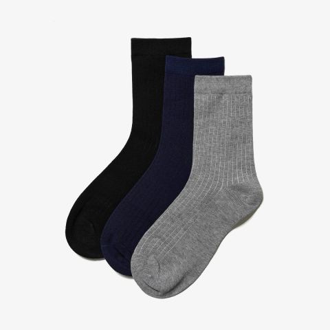 3 Pack Crew Sock — Black Multicolour