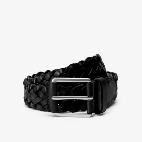 Braided Leather Belt — Black