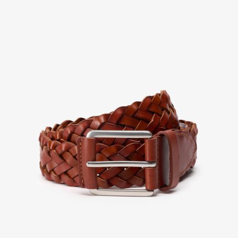 Braided Leather Belt — Brown