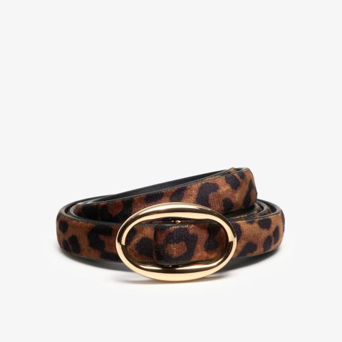 Narrow Interest Belt — Leopard Print